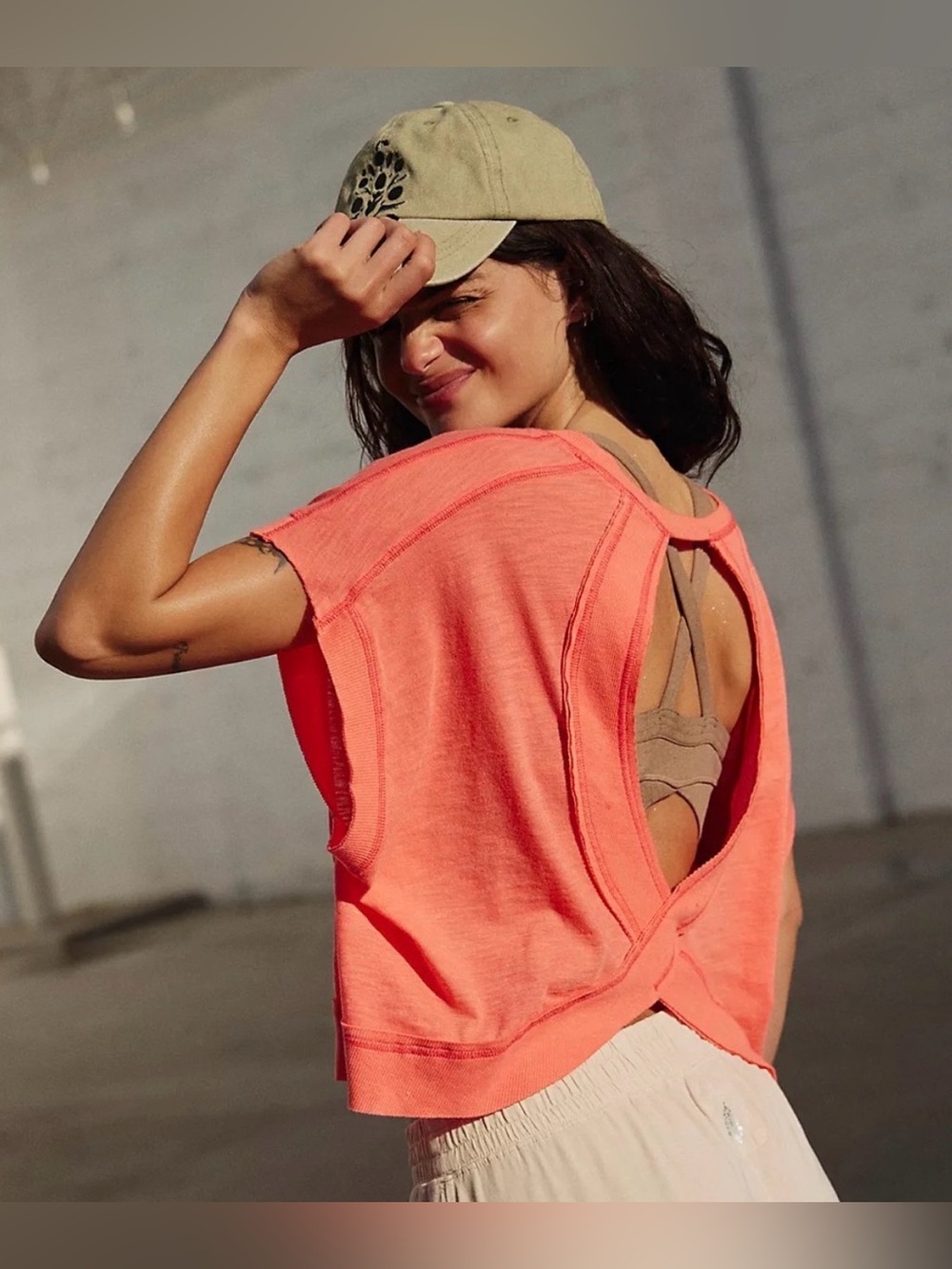 Free People My Time Tee. NWT. Neon coral